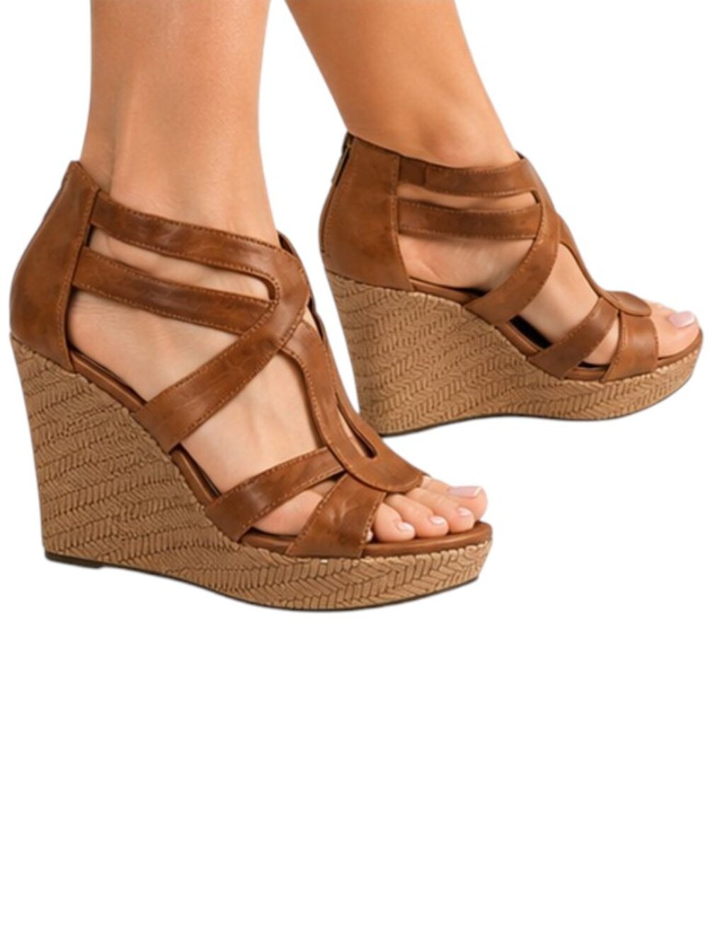 Top Moda Gladiator Crisscross Strappy Open Toe Platform Wedge Sandals Shoes